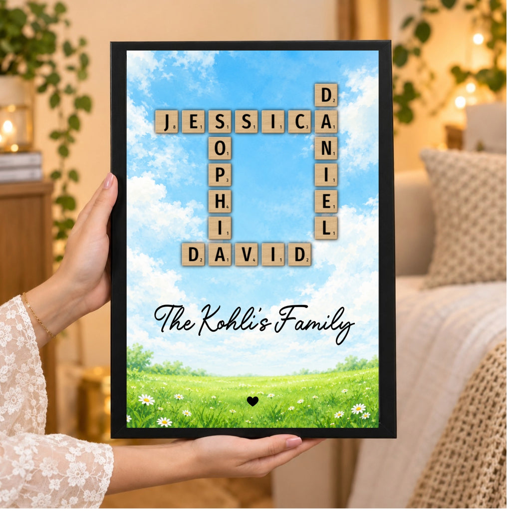 Family Crossword Puzzle Wall Frame
